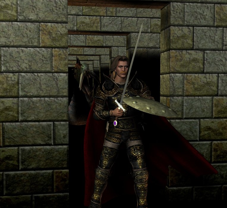 BehindYou.jpg - "Behind You"A Surya scene; the Last Tellaran exploring somewhere deep and forgotten is stalked from behind.