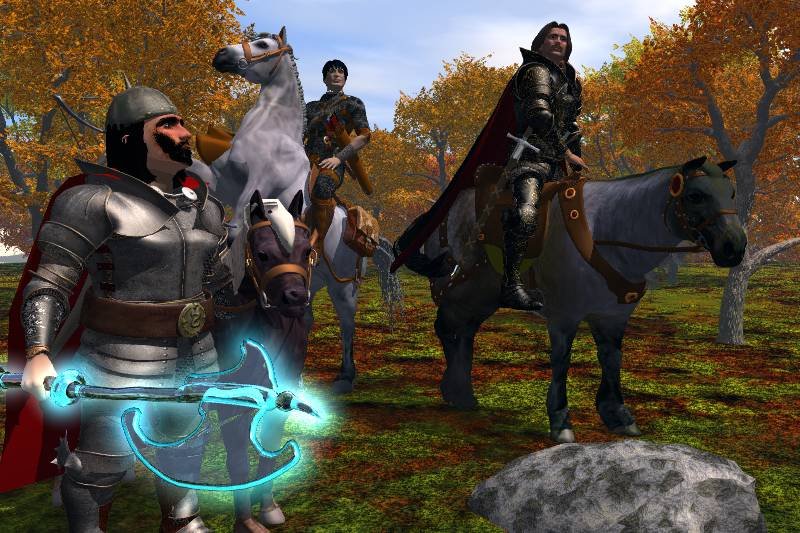 ToEnning.jpg - "To Enning "The party rides out of the forest and approaches the border between New Tellare and Enning. An autumn scene