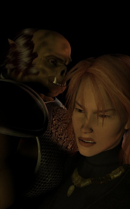 GLust.jpg - "GLust" Gorfang lusting after Lynien's muscly transformed body, and the tiefling's reaction to this.