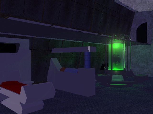 StasisTube.jpg - "Stasis Tube "The still-working stasis tube in the Elbane laboratory, with the mysterious egg-thing stored in it. This worried the hell out of the players and no-one went near it. Good job too...