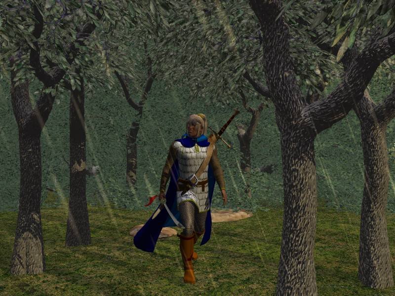 Glade.jpg - "Glade"Skessuc of Clan Nakhra experiences rain in a thick forest for the first time, and is fascinated. 